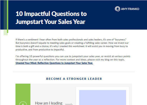 10 Impactful Questions to Jumpstart Your Sales Year (Sales Worksheet)